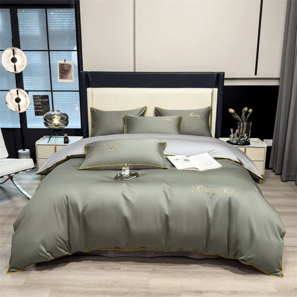 Monnom 100% Egyptian Cotton Duvet Cover Set - 3pcs, Soft & Durable