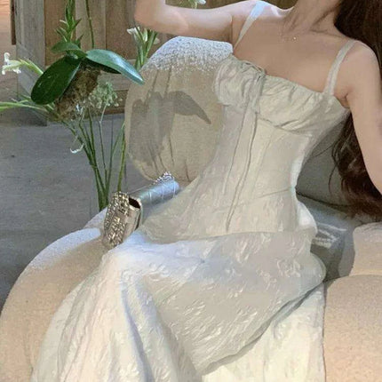 Elegant Vintage A-Line Spaghetti Strap Evening Dress for Women - Chic Square Neck Party Attire