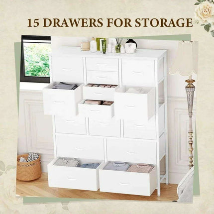 Elegant 15-Drawer Chest with Organizers for Stylish Bedroom Storage