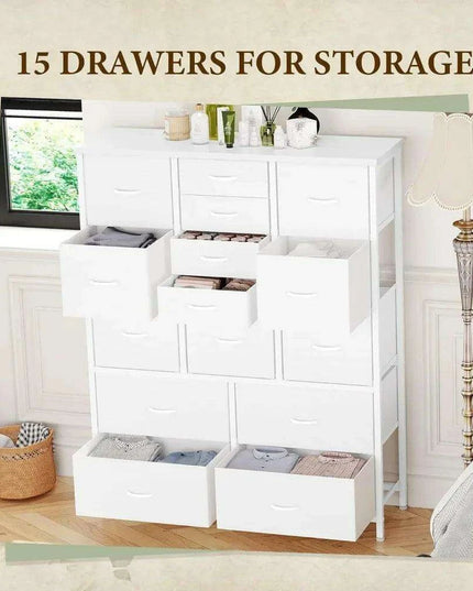 Elegant 15-Drawer Chest with Organizers for Stylish Bedroom Storage