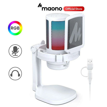 Illuminate Your Sound: Gamerwave RGB USB Condenser Microphone with Premium Noise-Cancellation and Customizable Lighting Effects