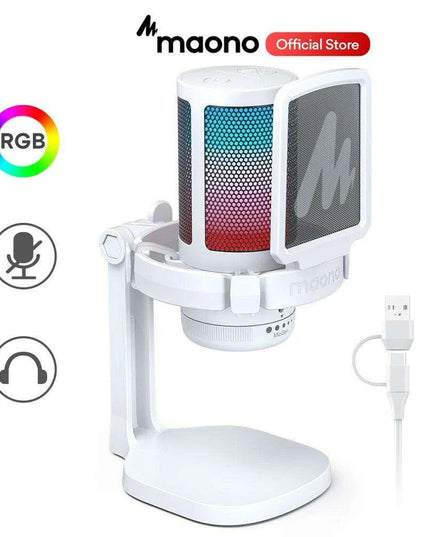 Illuminate Your Sound: Gamerwave RGB USB Condenser Microphone with Premium Noise-Cancellation and Customizable Lighting Effects