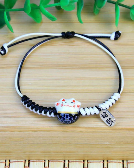Charming Kawaii Cat Couple Love Bracelet – Adorable Braided Accessory from Japan