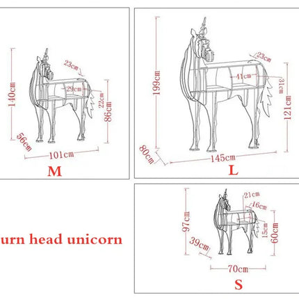 PVC Creative Bookshelf Unicorn Sculpture Shelf Entrance Table Shop Win