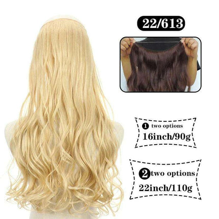 Blonde and Black Halo Hair Extensions for Effortless Volume and Length Boost