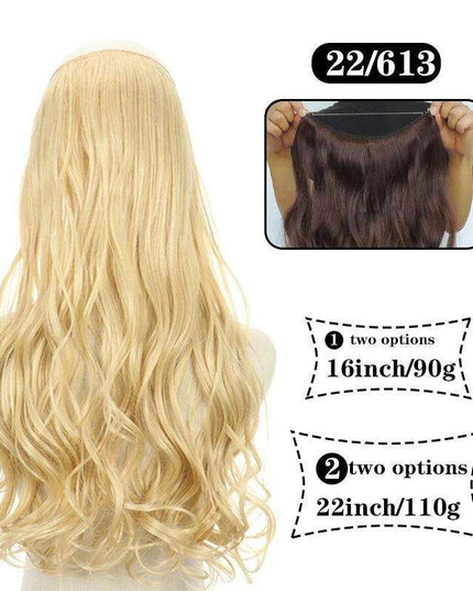 Blonde and Black Halo Hair Extensions for Effortless Volume and Length Boost