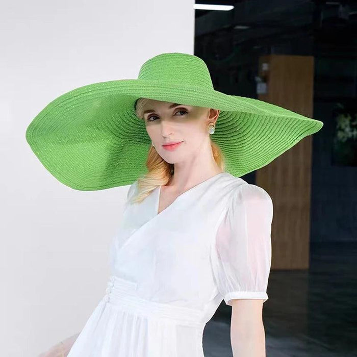 Extra-Wide 25cm Brim Floppy Straw Sun Hat for Women - UV Protection, Travel-Friendly Summer Essential - Wholesale Options Available