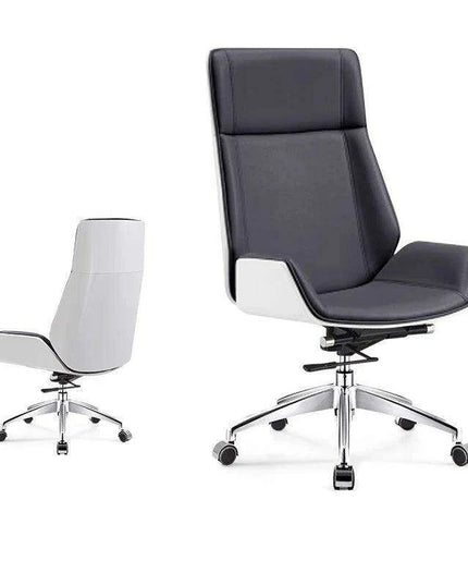 Sleek Nordic Leather Swivel Chair: Ergonomic Luxury for Modern Workspaces