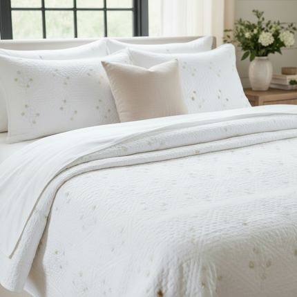 Plum Floral Embroidery Quilted Bedspread Set – 3-Piece 100% Cotton Bedding Sets plum-floral-embroidery-quilted-bedspread-set-3pc-cotton Home Textiles›Bedding & Linens›Bedspreads & Coverlets›Comforters, Duvets & Bedding Sets