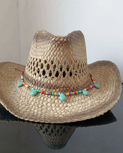 Lake Blue Western Cowboy Straw Hat Unisex with Adjustable Size