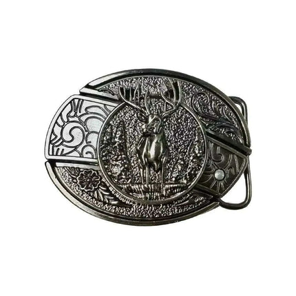 Retro Punk Cowboy Style Metal Buckle Belt for Men - Customizable Fit with Unique Embossed Detailing