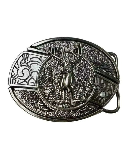Retro Punk Cowboy Style Metal Buckle Belt for Men - Customizable Fit with Unique Embossed Detailing