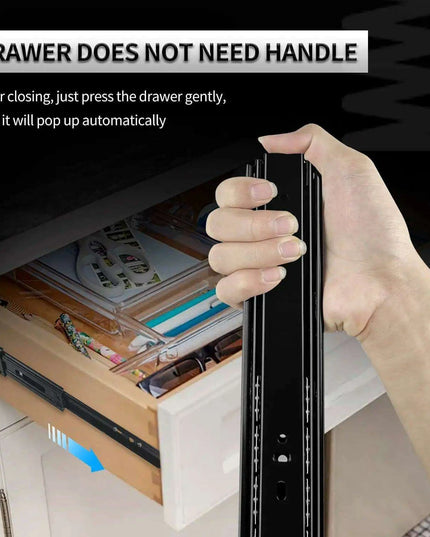 24" Premium Galvanized Steel Push-to-Open Drawer Slides - Heavy-Duty Pair for Cabinetry