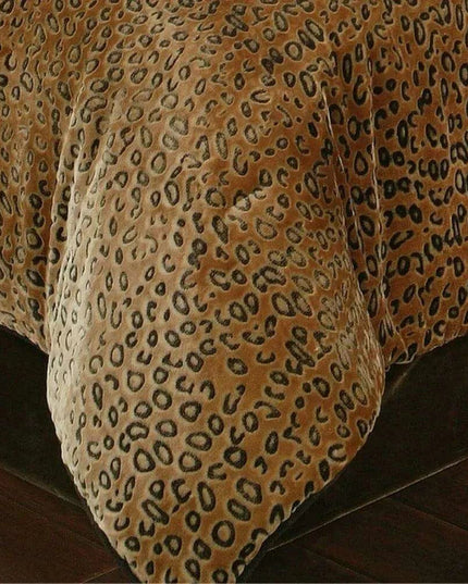 Luxurious King Size Cheetah Brown Velvet Plush Comforter Set with 2 Matching Shams