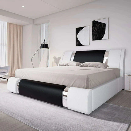 Elegant Leatherette Platform Bed with Customizable Headboard and Sturdy Support Slats