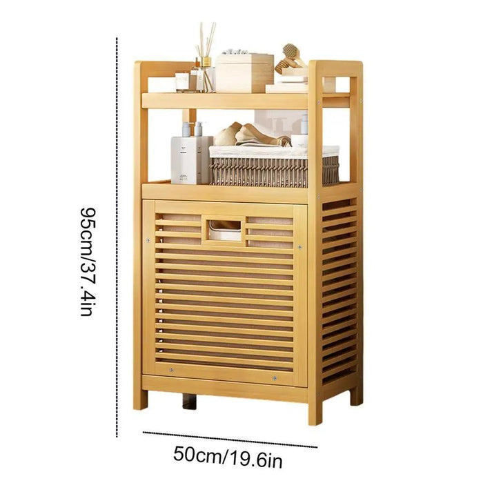 Stylish Bamboo Laundry Hamper with Tilt-Out Basket and Multi-Tier Shelving Unit