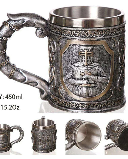Skull Viking Pirate Tankard: Resin Steel Drinking Vessel & Decor Accent