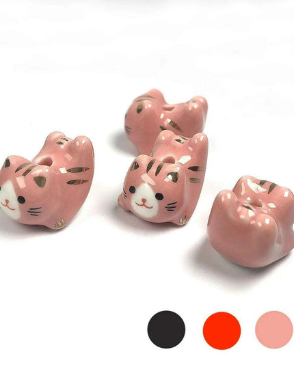 Charming Anime-Inspired Lucky Cat Ceramic Beads for Creative Jewelry Projects - 15x21mm Porcelain Essentials with Vertical Hole