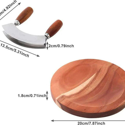 Elegant Acacia Wood Dual-Blade Mezzaluna Chopping Set for Effortless Culinary Mastery