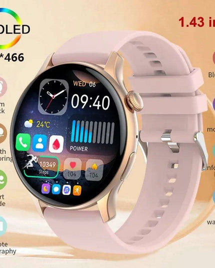 Chic Women's Bluetooth Smartwatch with Customizable AMOLED Screen and NFC Functionality
