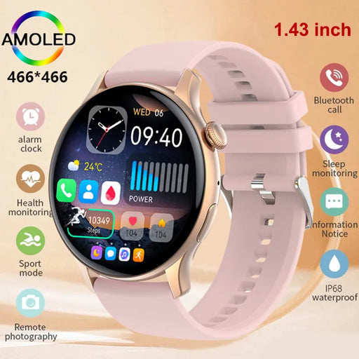 2023 Bluetooth Smart Watch for Women - AMOLED Display, IP68 Waterproof Fitness Tracker with Voice Control and NFC