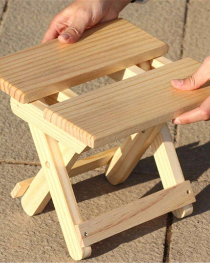 Children's Compact Folding Wooden Step Stool - Perfect for Outdoor Fun and Practical Seating