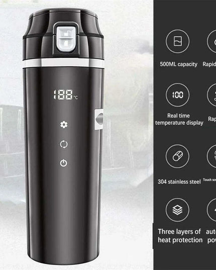 Smart 500ml Heated Travel Mug with Custom Temperature Control for Cars