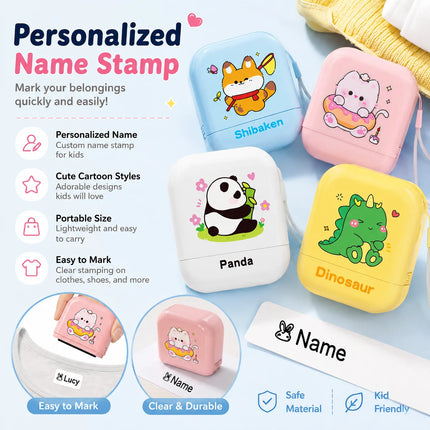 Punaline Custom Kids Name Stamp - Eco-Friendly Ink, Personalized Seal