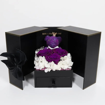 Shop1105335996 Valentine's Bear Flower Gift Box with Necklace & Lipsti