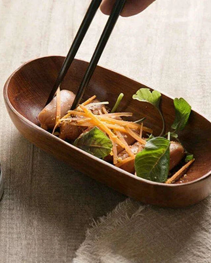 Natural Wood Oval Serving Tray for Elegant Fruit and Dessert Presentation