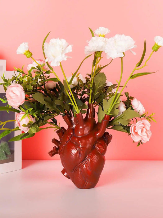 Heartfelt Resin Vase: Unique Anatomical Heart Design