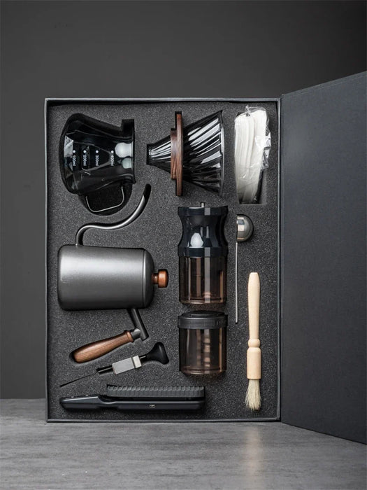 Artisanal Wooden Handle Coffee Brewing Set: Deluxe Gift Box Bundle
