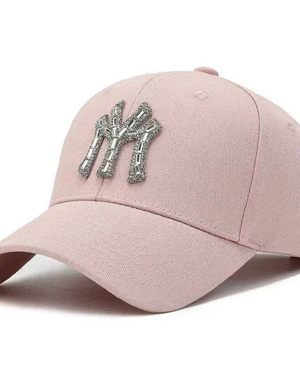 Diamond-Embellished Cotton Baseball Cap with Adjustable Fit