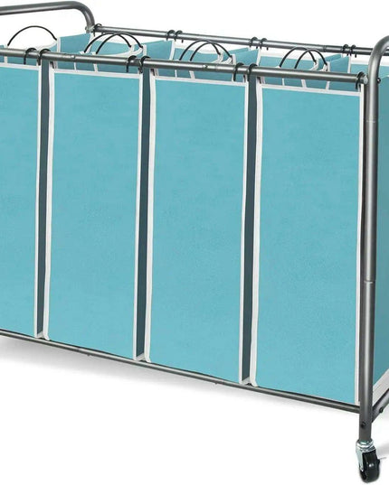 4-Section Portable Laundry Organizer with Waterproof Bags for Effortless Sorting