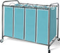 Laundry Cart 4-Bag Sorter with Wheels and Removable Bags