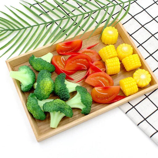 Lifelike Artificial Vegetable Set - Realistic Tomato, Corn, and Broccoli for Restaurant Displays and Photography