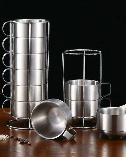 Elegant 6-Piece Set of Insulated Stainless Steel Tea Mugs for Home and Social Gatherings