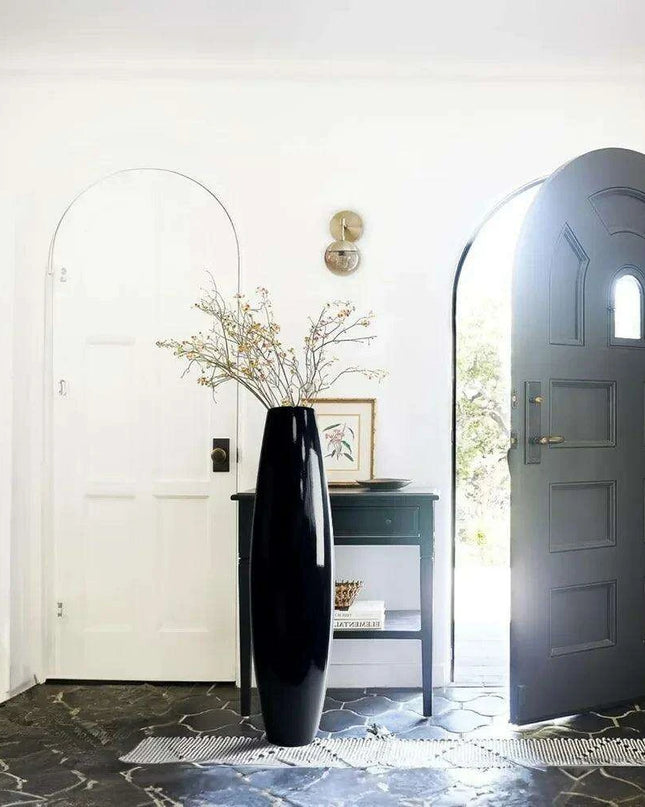 Elegant Black Resin Oversized Floor Vase for Stunning Home Decor