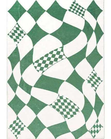 Elegant Green Checkerboard Area Rug for Sophisticated Home Interiors