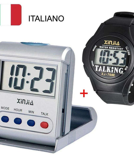 Set of two - Voice-Activated Digital Clock for the Visually Impaired and Seniors (10 languages)
