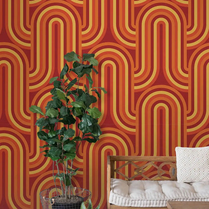 70s Retro Peel and Stick Wallpaper – Vintage Mid-Century Modern
