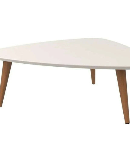 Chic Triangular White Gloss Coffee Table Set for Contemporary Living and Dining Areas