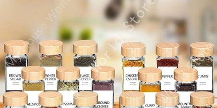 Elegant Glass Spice Jars with Bamboo Lids - 4oz Seasoning Containers for Organized Kitchen Storage
