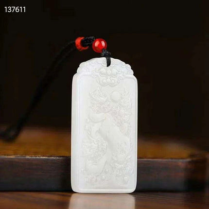 Divine Hetian Jade Kowloon Guanyin Blessing Amulet Necklace