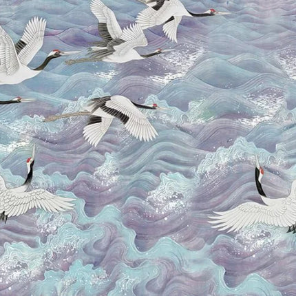 Plum Blossom & Crane Mural Wallpaper — Custom Size, 5 Finishes, Asian Art Style