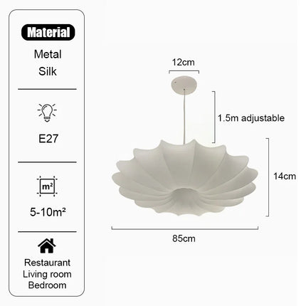 Wabi Sabi Silk Pendant Lamp | Japanese LED Chandelier for Living Room & Bedroom