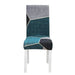 Elegant Geometric Blue-Grey Stretch Chair Covers for Stylish Dining Experiences