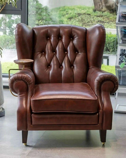 Elegant Leather Wingback Chair for Modern Living Areas