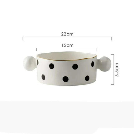 Elegant Gold-Trimmed Polka Dot Ceramic Dining Set for Sophisticated Entertaining