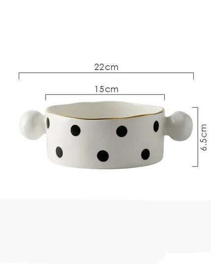 Elegant Gold-Trimmed Polka Dot Ceramic Dining Set for Sophisticated Entertaining